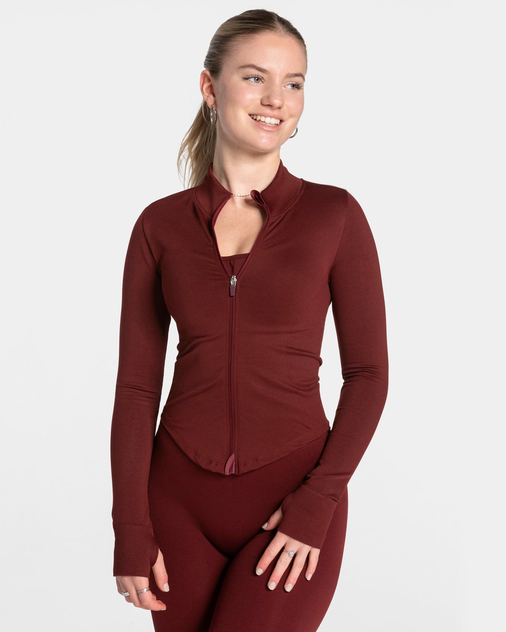 Femme Shaping Zip Jacke „Weinrot“