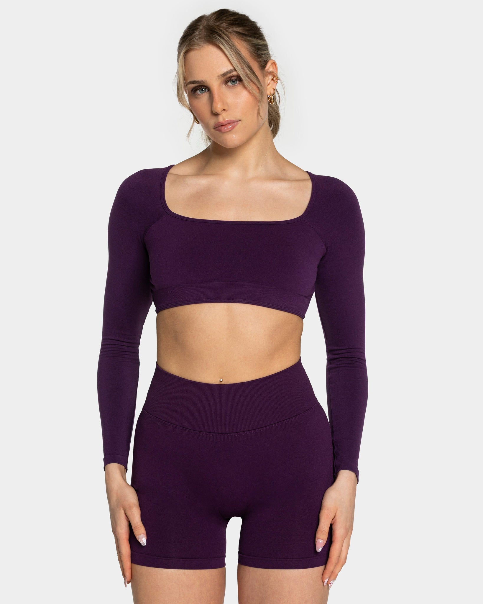 Rückenfreies Longsleeve für Damen „Aubergine“