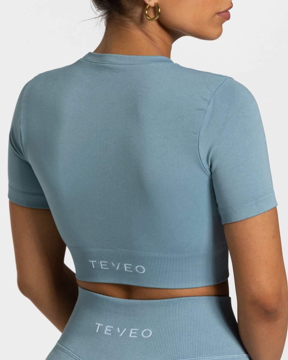 Sensation Crop Top „Stahlblau“
