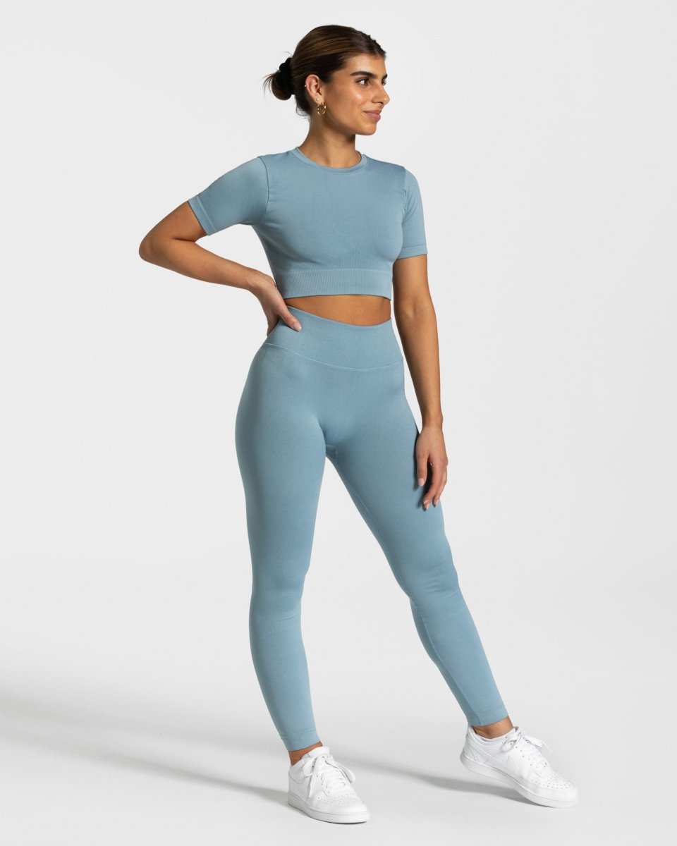 Sensation Crop Top „Stahlblau“
