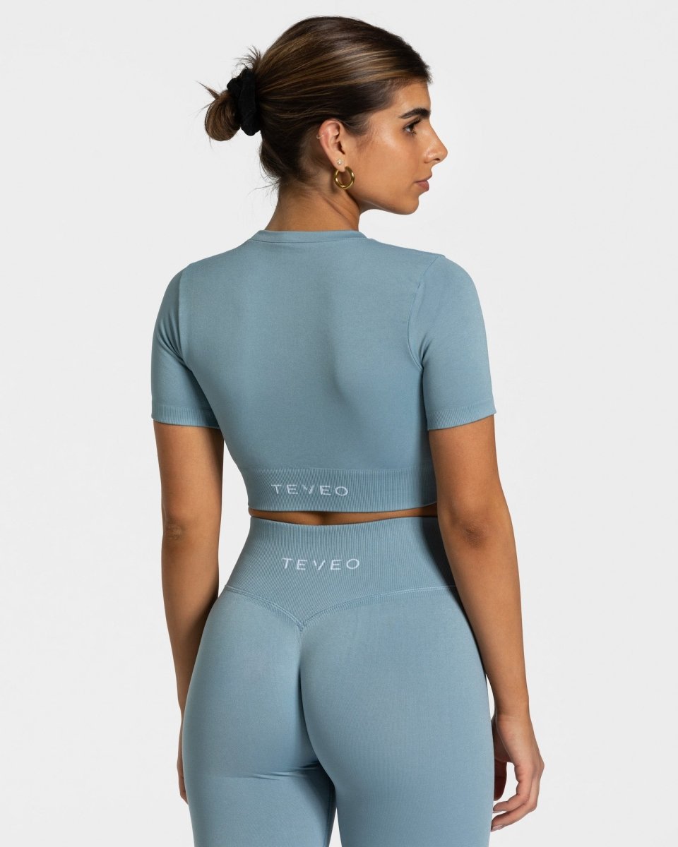 Sensation Crop Top „Stahlblau“